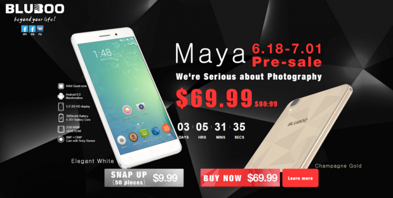Bluboo Maya now on Presale – $9.99 Deal, $50 offer, Free Gifts and Hammer Proof