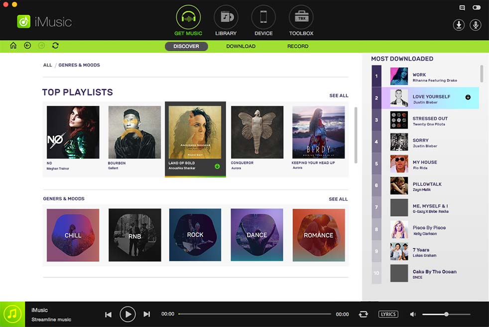 iSkysoft iMusic Main interface